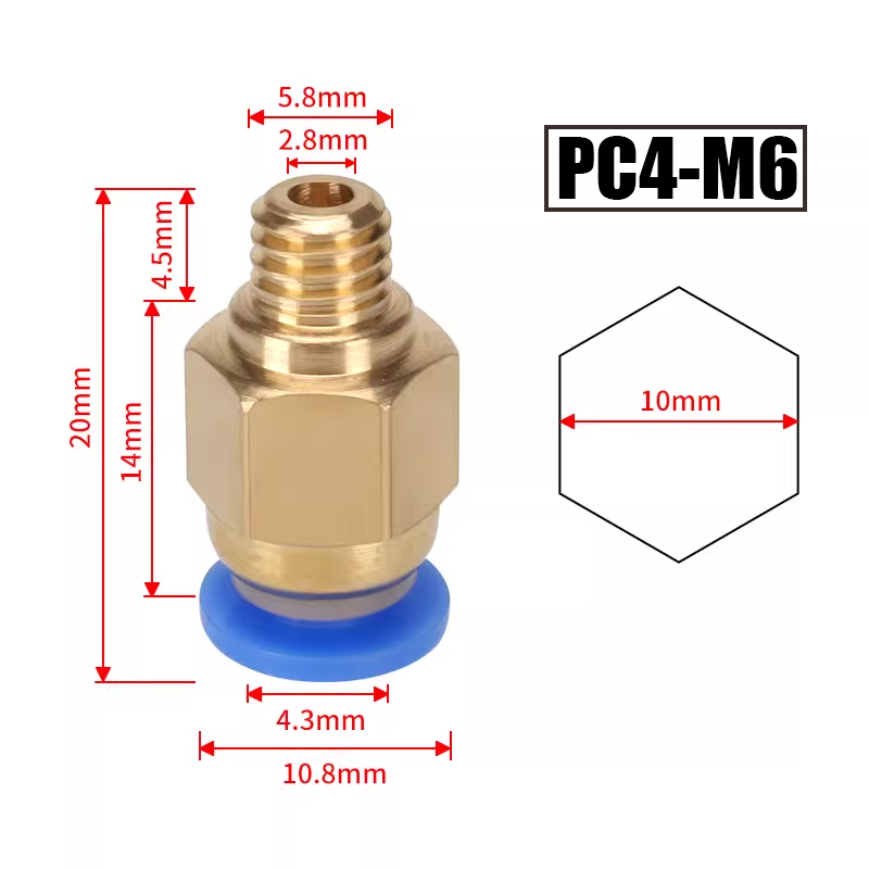 10pcs/lot PC4-M10 Pneumatic Co - огляд і ціна Ptfe Tape Thread