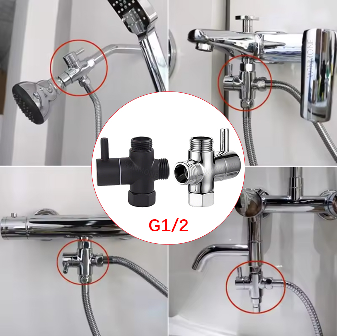 Black Silver 3 Way T-Adapter D - огляд і ціна Shower Valve Cartridge